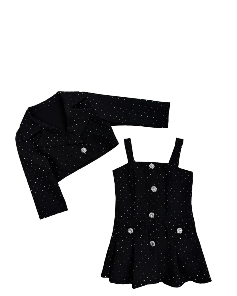 Completo Brillantini Vestitino Con Giacca Neonata 12/36 Mesi ICEY