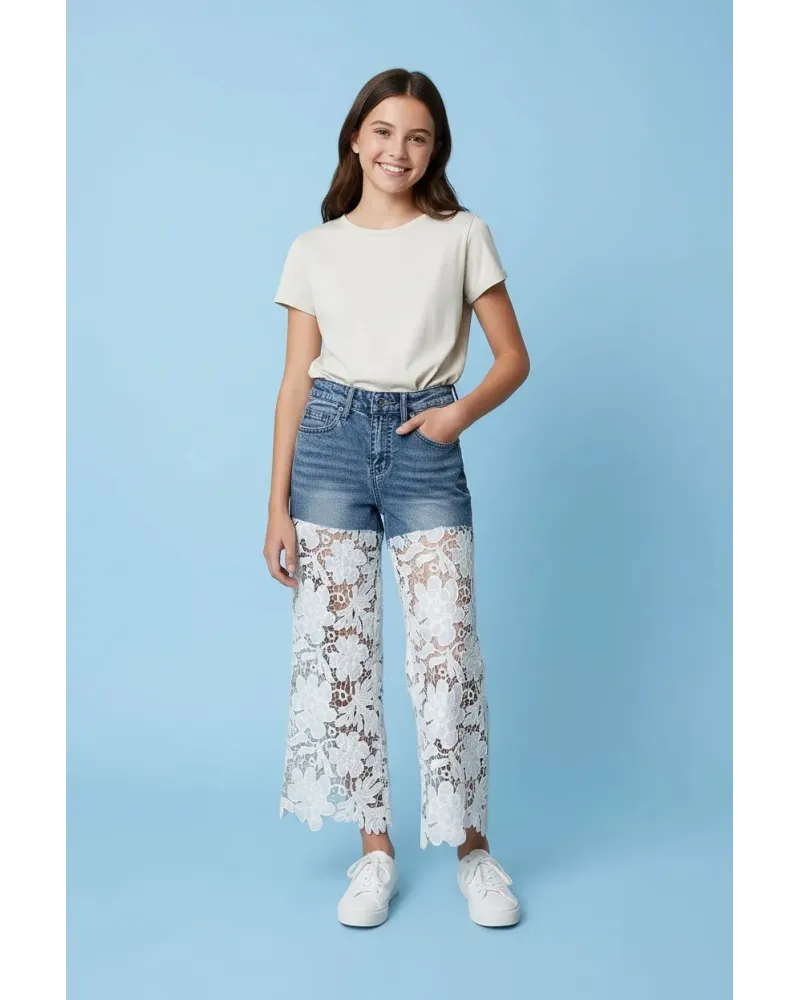 Jeans Pizzo Bambina / Ragazza 4/14 Anni Y-CELIN