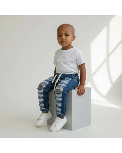 Jeans Strappi Neonato 12/36 Mesi ALTA LINEA