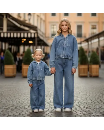 Completo Jeans Brillantini Bambina / Ragazza 4/16 Anni INJULY