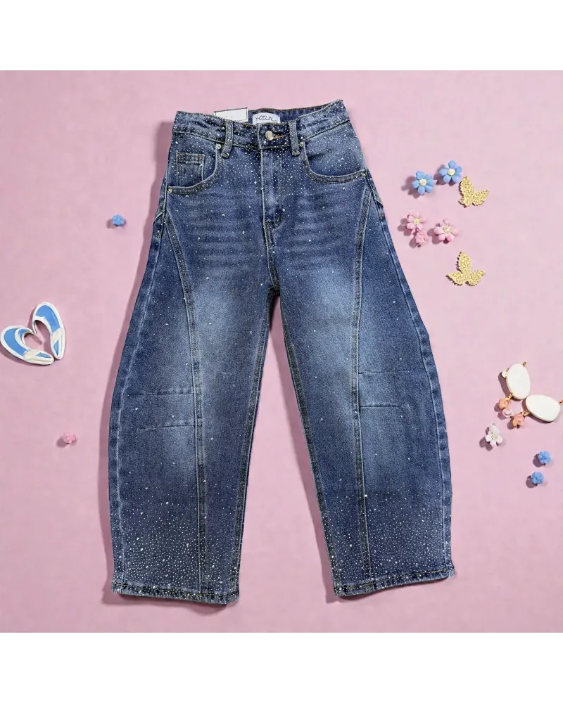 Jeans Balloon Brillantini Bambina / Ragazza 4/14 Anni Y-CELIN