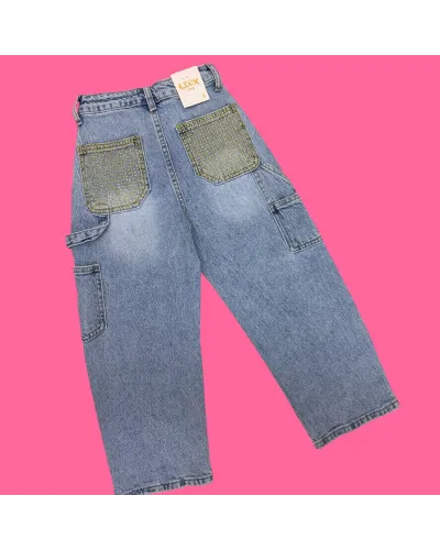 Jeans Tasca Strass 4 / 14 Anni Bambina / Ragazza LEOX