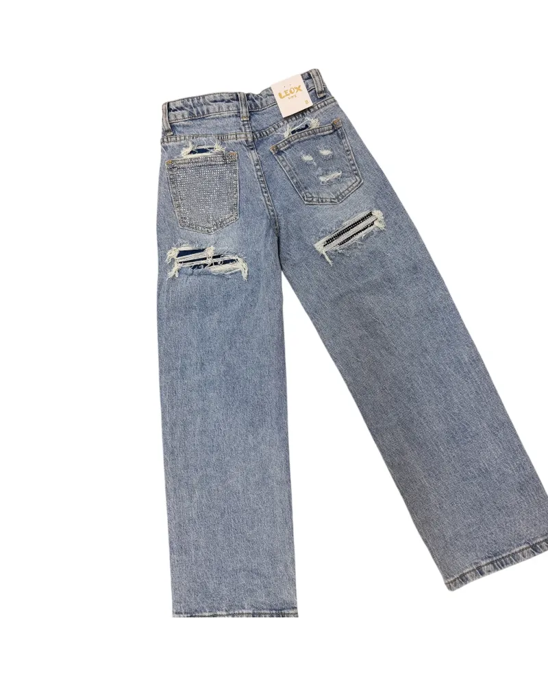 Jeans Tasca Strass 4 / 14 Anni Bambina / Ragazza LEOX